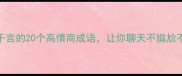 语尽千言的20个高情商成语让你聊天不尴尬不踩雷