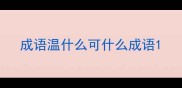 成语温什么可什么成语