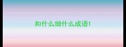 和什么细什么成语
