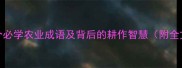 20个必学农业成语及背后的耕作智慧附全文