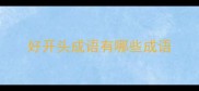 好开头成语有哪些成语