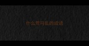 什么荒马乱的成语