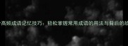 99个高频成语记忆技巧轻松掌握常用成语的用法与背后的故事