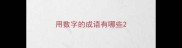 用数字的成语有哪些