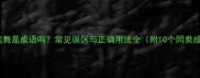 翩翩起舞是成语吗常见误区与正确用法全附10个同类成语