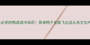 10个必学的鸭成语冷知识原来鸭子也能飞出这么多文化内涵
