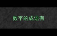 数字的成语有