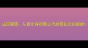 成语溯源从百步穿杨看古代射箭技艺的巅峰