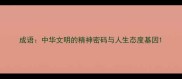 成语中华文明的精神密码与人生态度基因