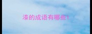 漆的成语有哪些